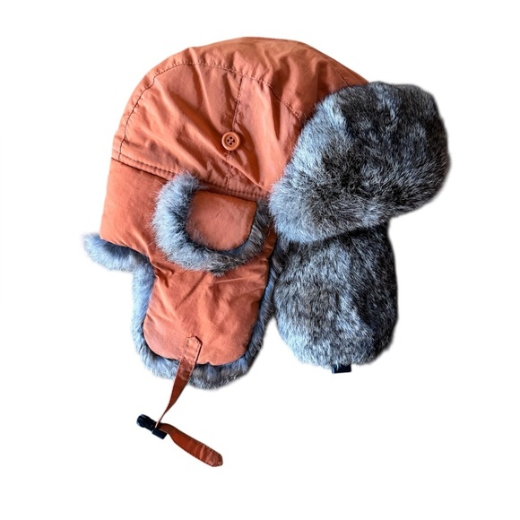 Paul Leinburd for Crowncap Rabbit Fur Trapper Hat Hunting Orange Warm Crown Cap - Picture 1 of 9